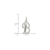 Sterling Silver Letter B Pendant Charm with Polished and Textured Design
