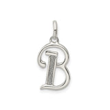 Sterling Silver Letter B Pendant Charm with Polished and Textured Design