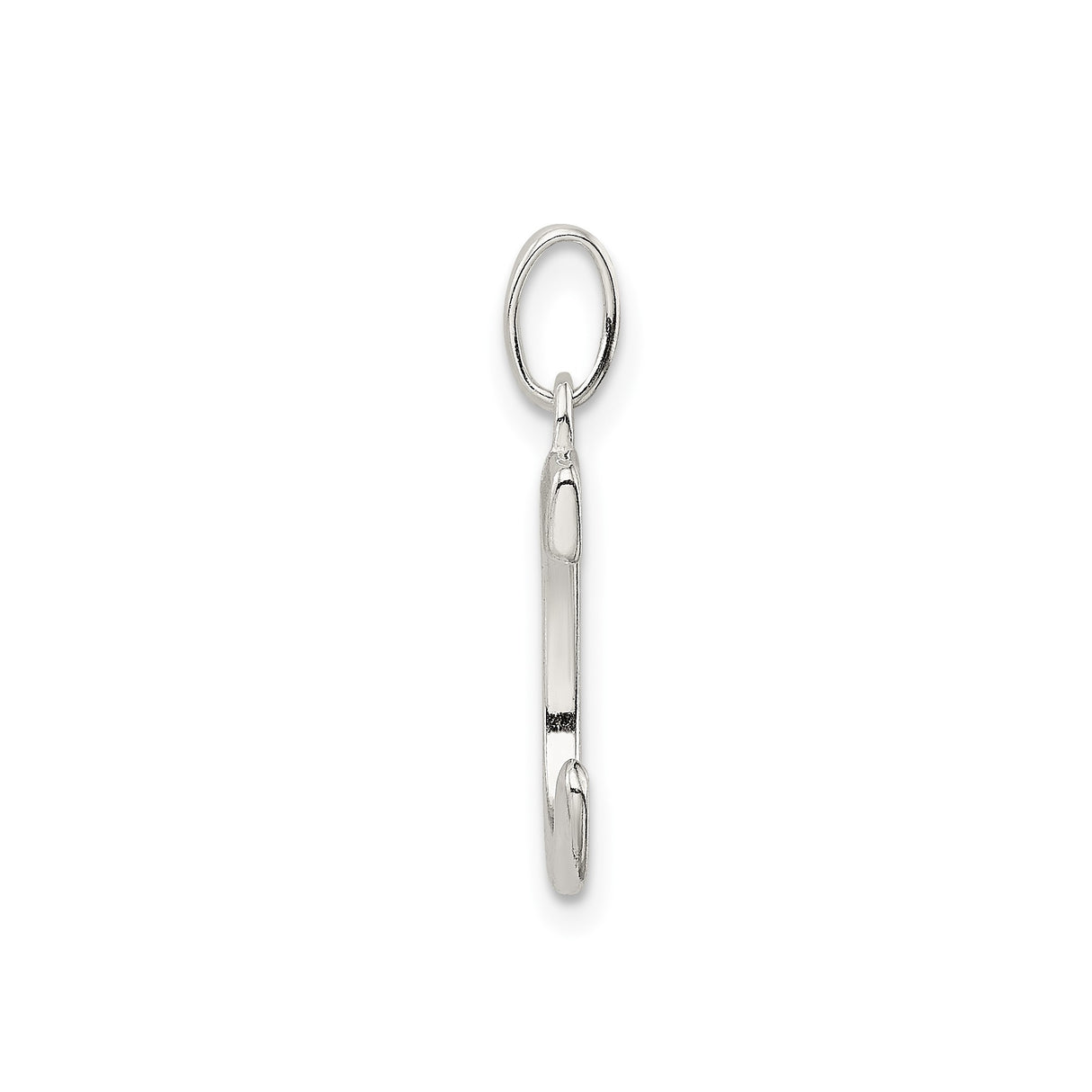 Sterling Silver Letter C Pendant with Polished Finish and Textured Detail