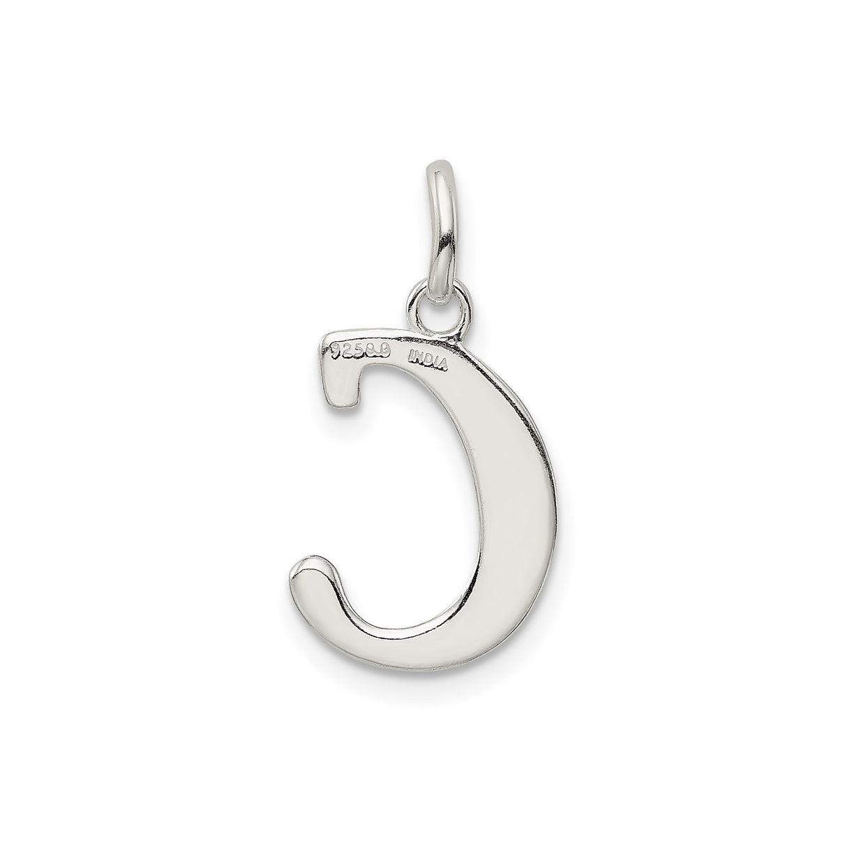 Sterling Silver Letter C Pendant with Polished Finish and Textured Detail