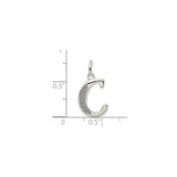 Sterling Silver Letter C Pendant with Polished Finish and Textured Detail