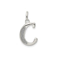 Sterling Silver Letter C Pendant with Polished Finish and Textured Detail
