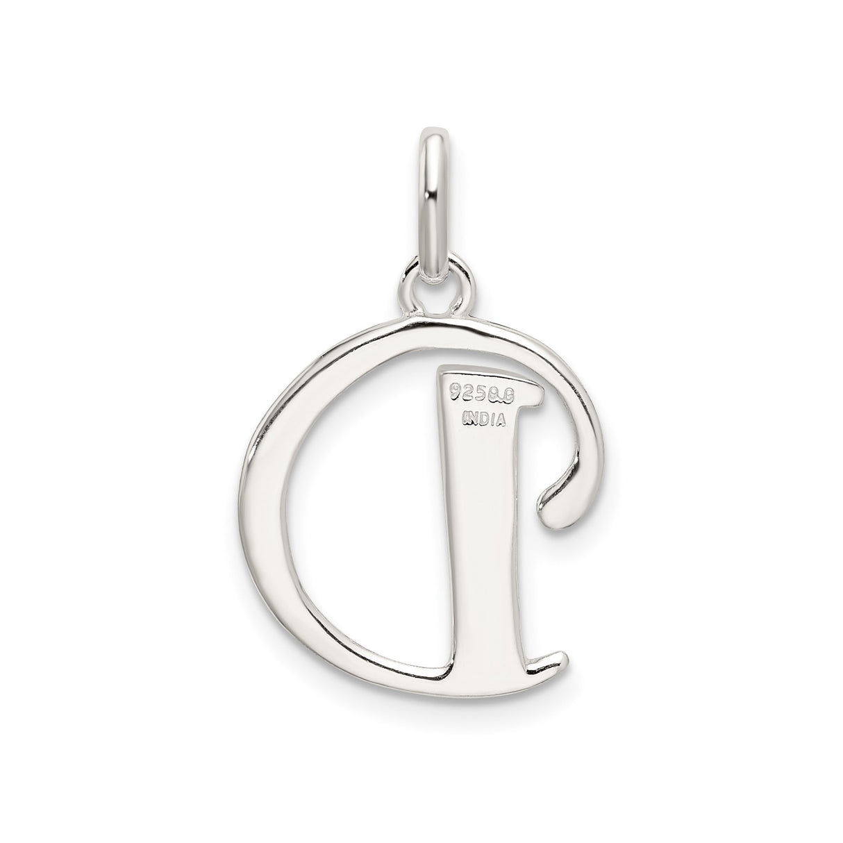 Sterling Silver Initial D Pendant with Polished and Textured Finish, Script Letter Charm Jewelry