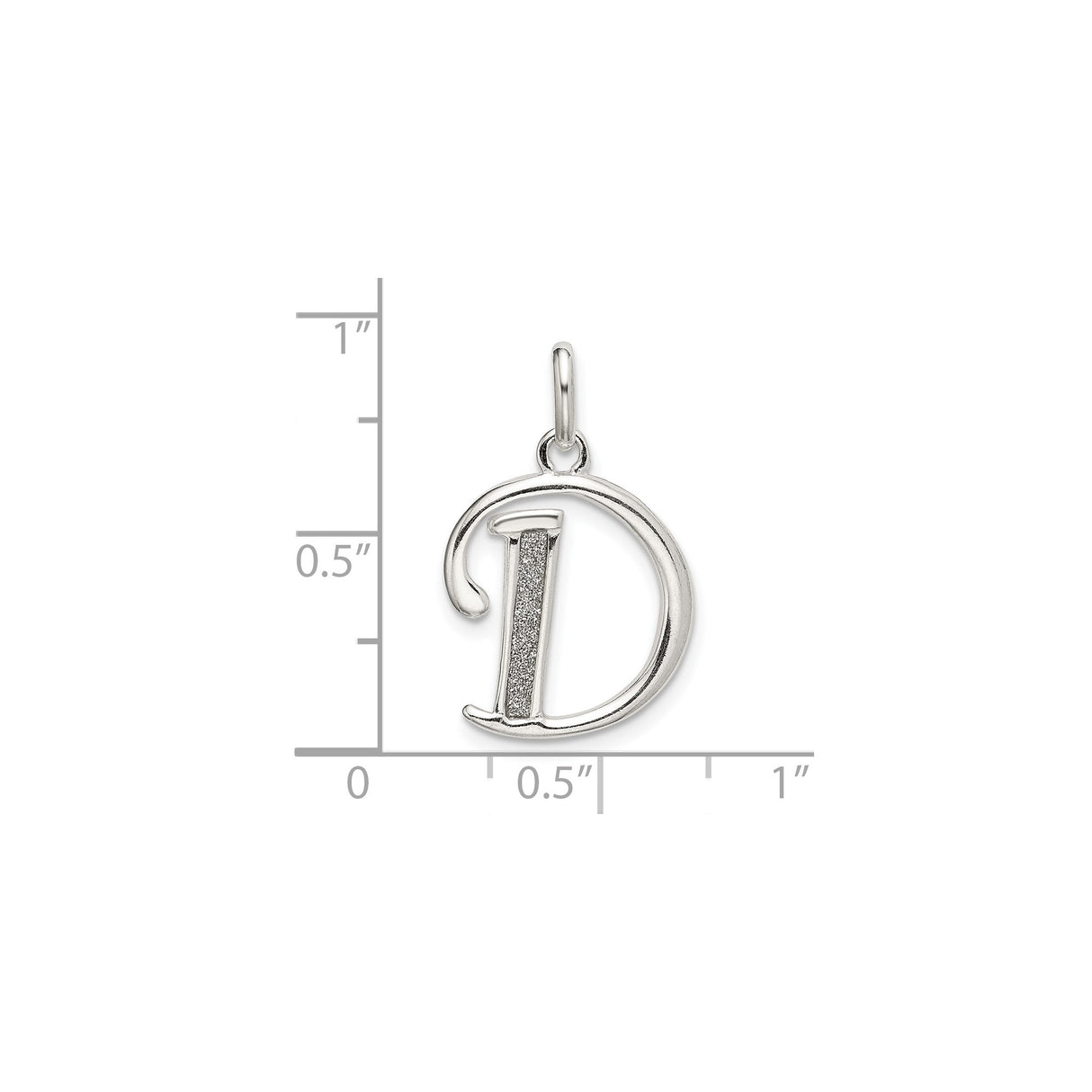 Sterling Silver Initial D Pendant with Polished and Textured Finish, Script Letter Charm Jewelry