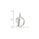 Sterling Silver Initial D Pendant with Polished and Textured Finish, Script Letter Charm Jewelry