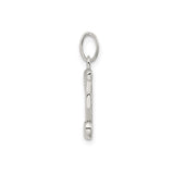 Sterling Silver Letter E Pendant with Textured Center and Polished Finish