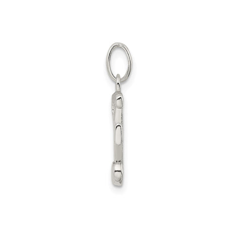 Sterling Silver Letter E Pendant with Textured Center and Polished Finish