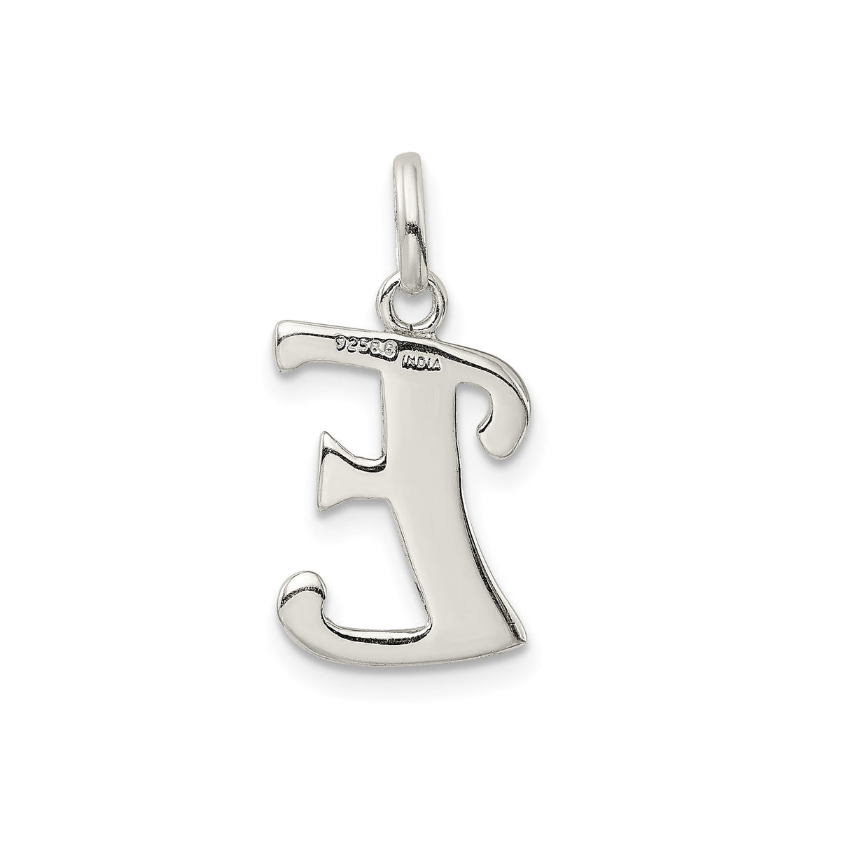 Sterling Silver Letter E Pendant with Textured Center and Polished Finish