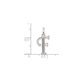 Sterling Silver Initial F Pendant with Textured Center and Polished Finish