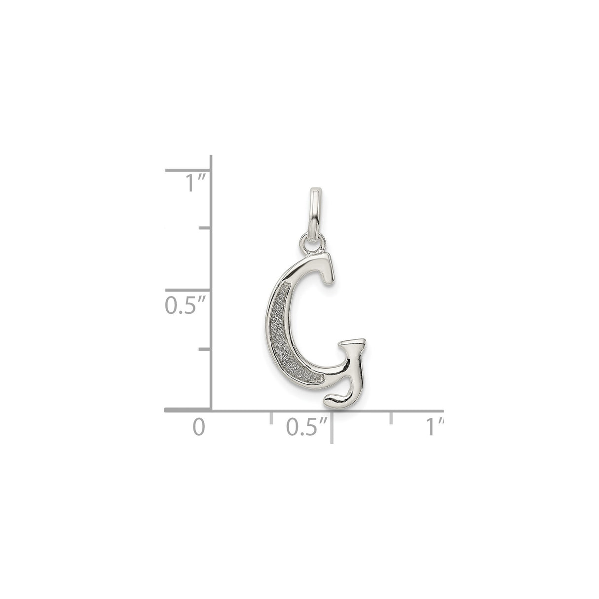 Sterling Silver Initial Pendant, Letter G Monogram Charm with Polished and Textured Finish