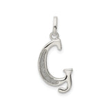 Sterling Silver Initial Pendant, Letter G Monogram Charm with Polished and Textured Finish