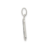 Sterling Silver Initial H Pendant Charm with Textured Center and Polished Edges