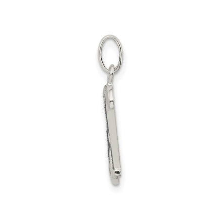 Sterling Silver Initial H Pendant Charm with Textured Center and Polished Edges