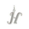 Sterling Silver Initial H Pendant Charm with Textured Center and Polished Edges