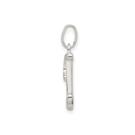 Sterling Silver Initial Pendant with Polished Border and Textured Letter I Design