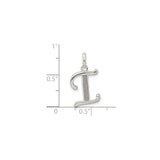 Sterling Silver Initial Pendant with Polished Border and Textured Letter I Design