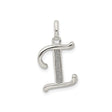 Sterling Silver Initial Pendant with Polished Border and Textured Letter I Design