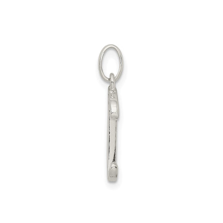 Sterling Silver Letter J Pendant Charm, Textured Initial Monogram Jewelry for Unisex Wear