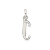 Sterling Silver Letter J Pendant Charm, Textured Initial Monogram Jewelry for Unisex Wear