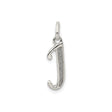 Sterling Silver Letter J Pendant Charm, Textured Initial Monogram Jewelry for Unisex Wear