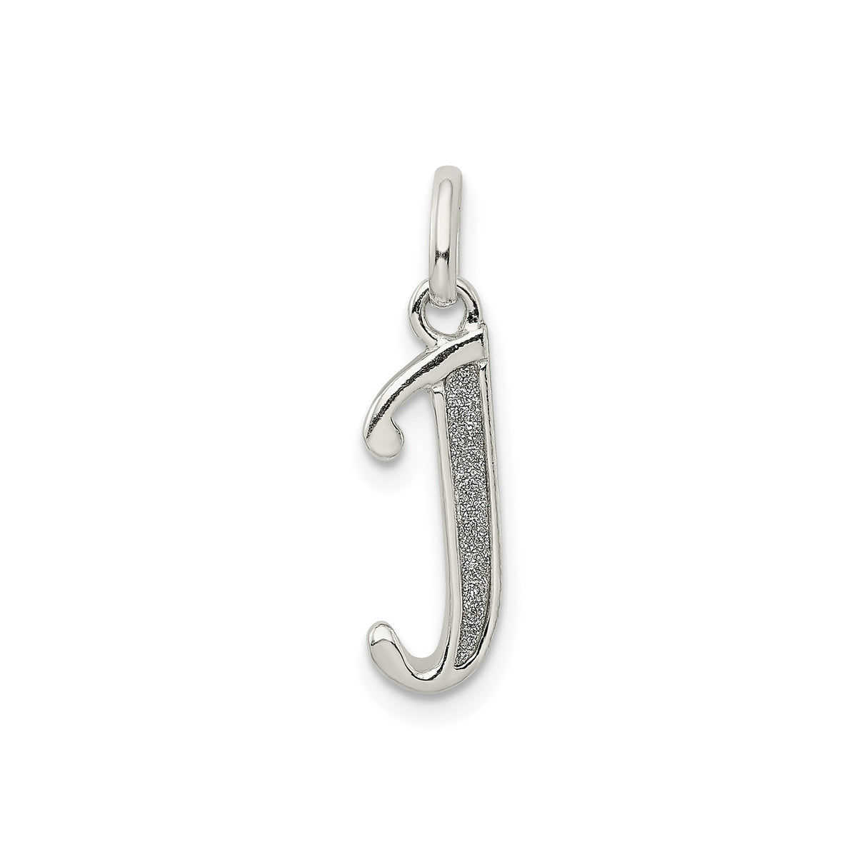 Sterling Silver Letter J Pendant Charm, Textured Initial Monogram Jewelry for Unisex Wear