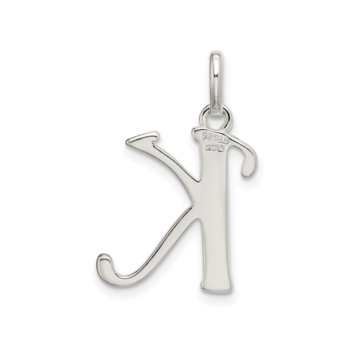 Sterling Silver Pendant with Letter K, Vertical Textured Initial Charm for Women