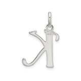 Sterling Silver Pendant with Letter K, Vertical Textured Initial Charm for Women