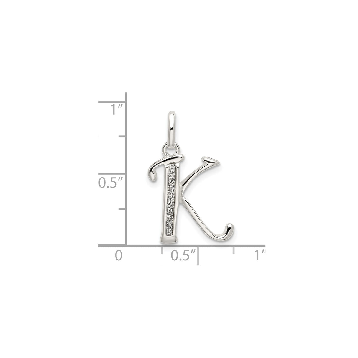Sterling Silver Pendant with Letter K, Vertical Textured Initial Charm for Women