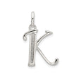 Sterling Silver Pendant with Letter K, Vertical Textured Initial Charm for Women