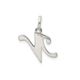 Sterling Silver Initial N Pendant with Script Letter Design and Textured Accent