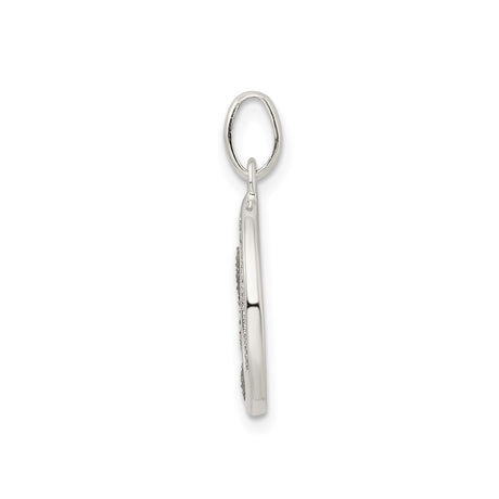 Sterling Silver Letter O Pendant Charm with Polished and Textured Finish