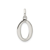 Sterling Silver Letter O Pendant Charm with Polished and Textured Finish