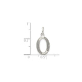 Sterling Silver Letter O Pendant Charm with Polished and Textured Finish