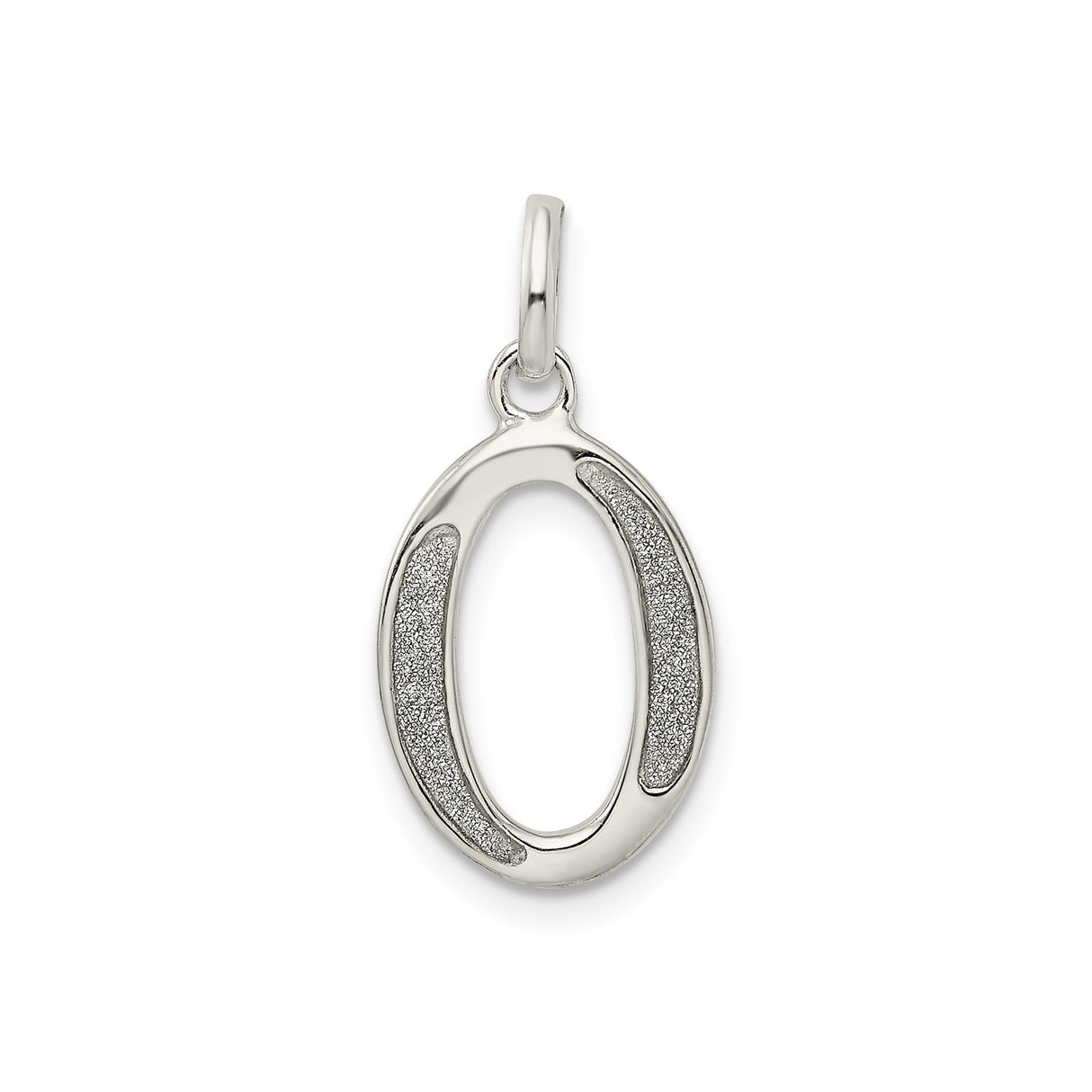 Sterling Silver Letter O Pendant Charm with Polished and Textured Finish