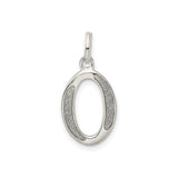 Sterling Silver Letter O Pendant Charm with Polished and Textured Finish