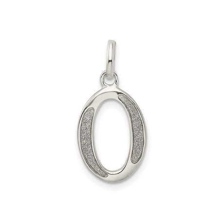 Sterling Silver Letter O Pendant Charm with Polished and Textured Finish