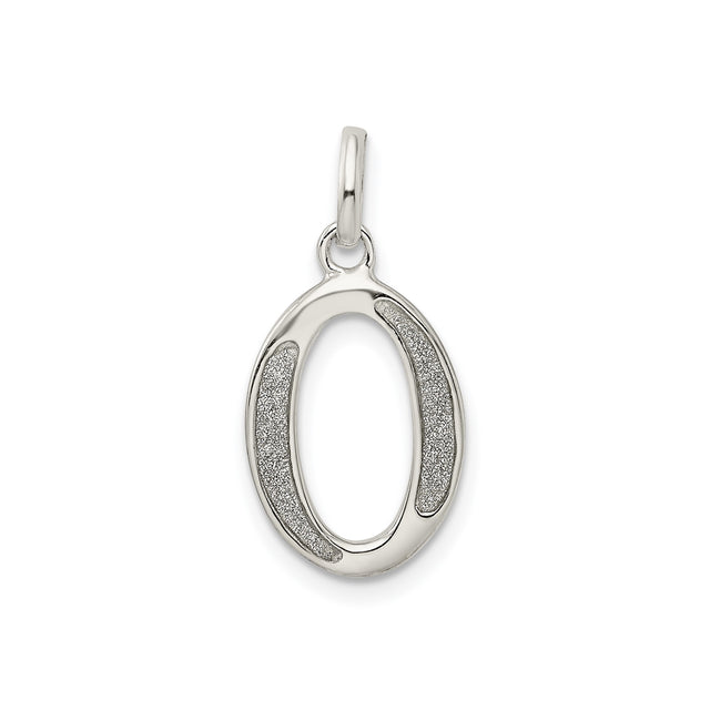 Sterling Silver Letter O Pendant Charm with Polished and Textured Finish