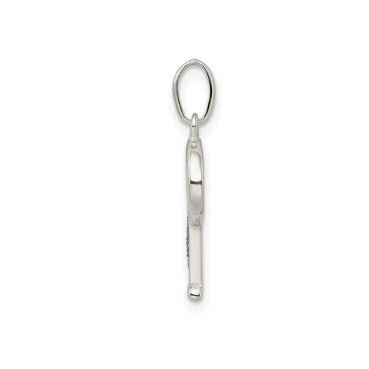 Sterling Silver Pendant, Script Capital Letter P, Textured and Polished Initial Charm