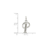 Sterling Silver Pendant, Script Capital Letter P, Textured and Polished Initial Charm