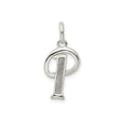 Sterling Silver Pendant, Script Capital Letter P, Textured and Polished Initial Charm