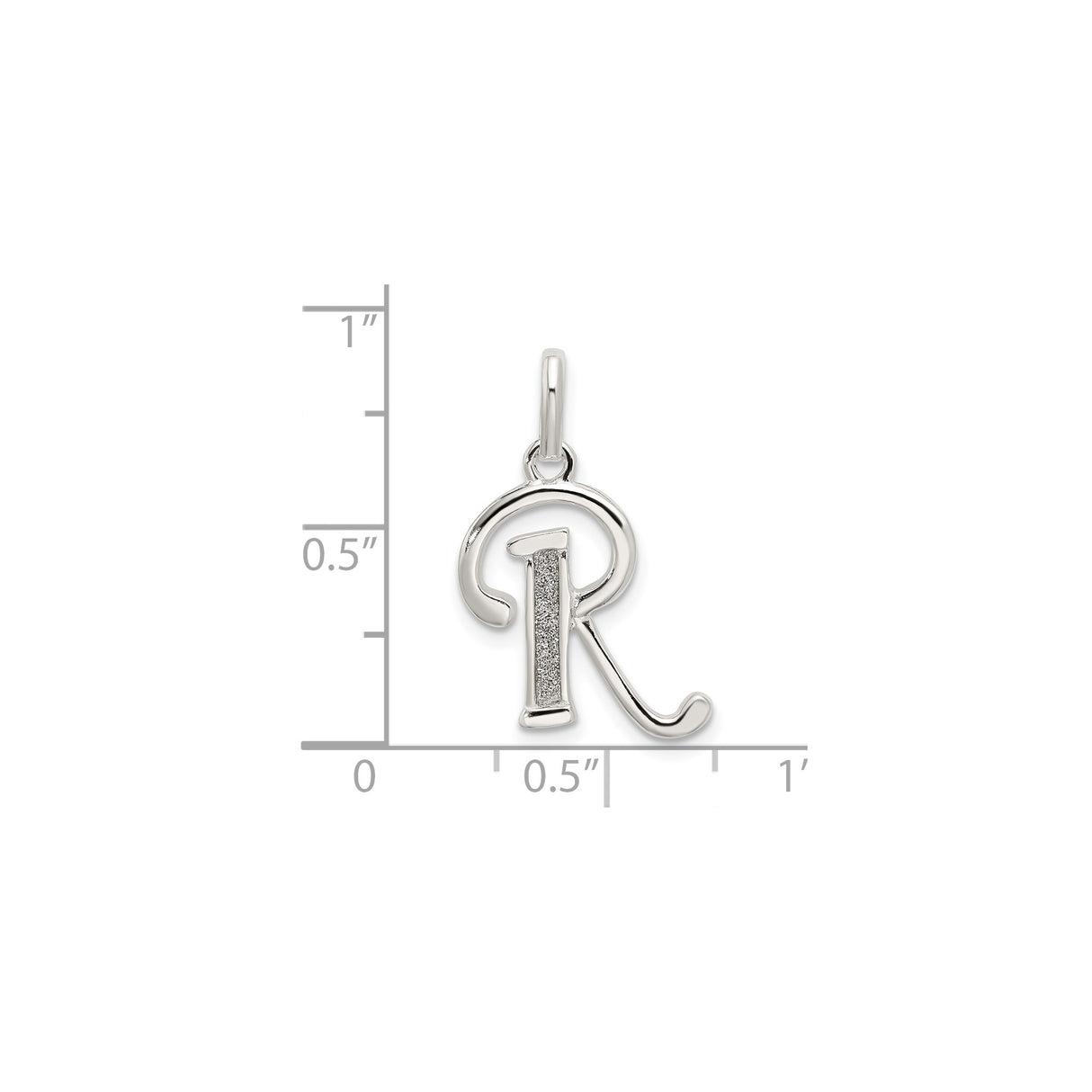 Sterling Silver Pendant, Letter R Alphabet Charm, Polished and Textured Design, Unisex Jewelry