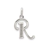 Sterling Silver Pendant, Letter R Alphabet Charm, Polished and Textured Design, Unisex Jewelry