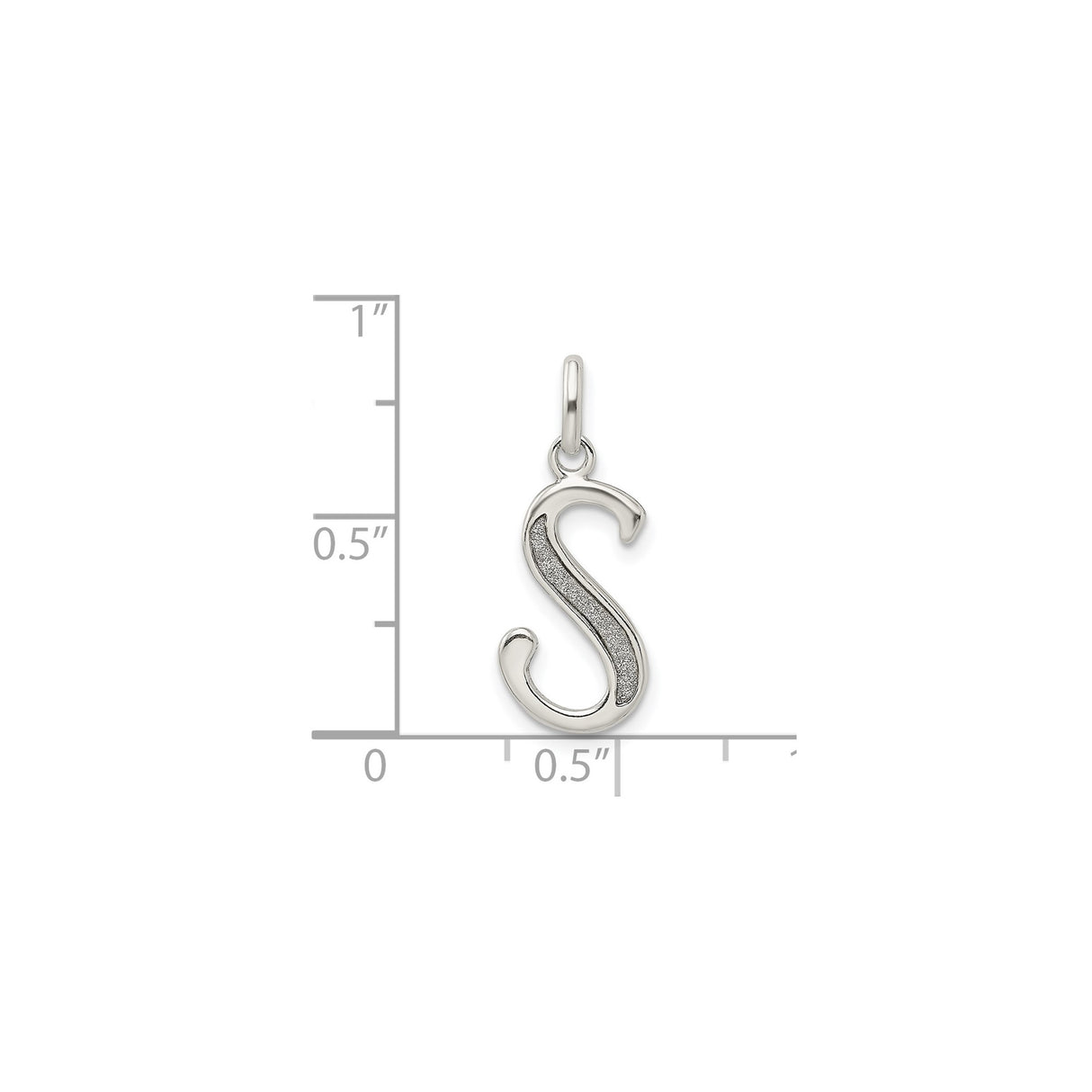 Sterling Silver Initial Pendant with Polished and Textured Finish, Letter S Charm for Women
