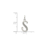 Sterling Silver Initial Pendant with Polished and Textured Finish, Letter S Charm for Women