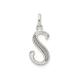 Sterling Silver Initial Pendant with Polished and Textured Finish, Letter S Charm for Women