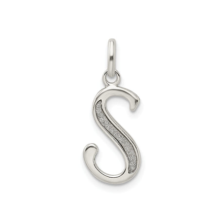 Sterling Silver Initial Pendant with Polished and Textured Finish, Letter S Charm for Women