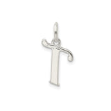 Sterling Silver Initial T Pendant Charm with Polished and Textured Finish for Women