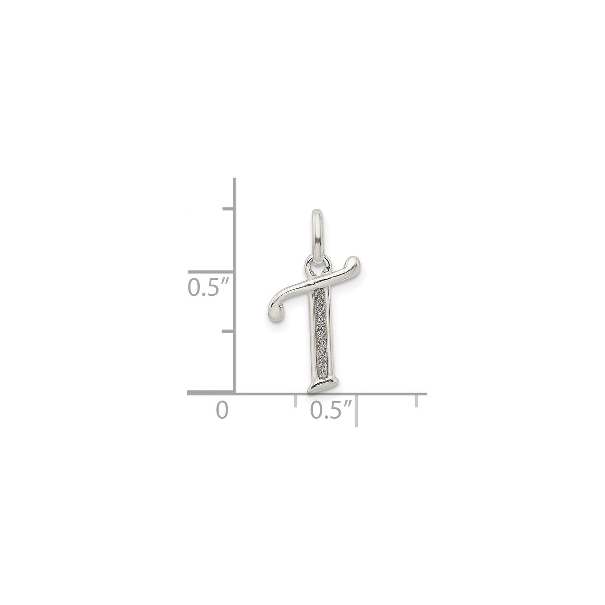 Sterling Silver Initial T Pendant Charm with Polished and Textured Finish for Women