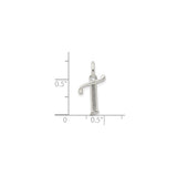 Sterling Silver Initial T Pendant Charm with Polished and Textured Finish for Women