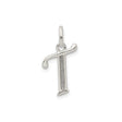 Sterling Silver Initial T Pendant Charm with Polished and Textured Finish for Women